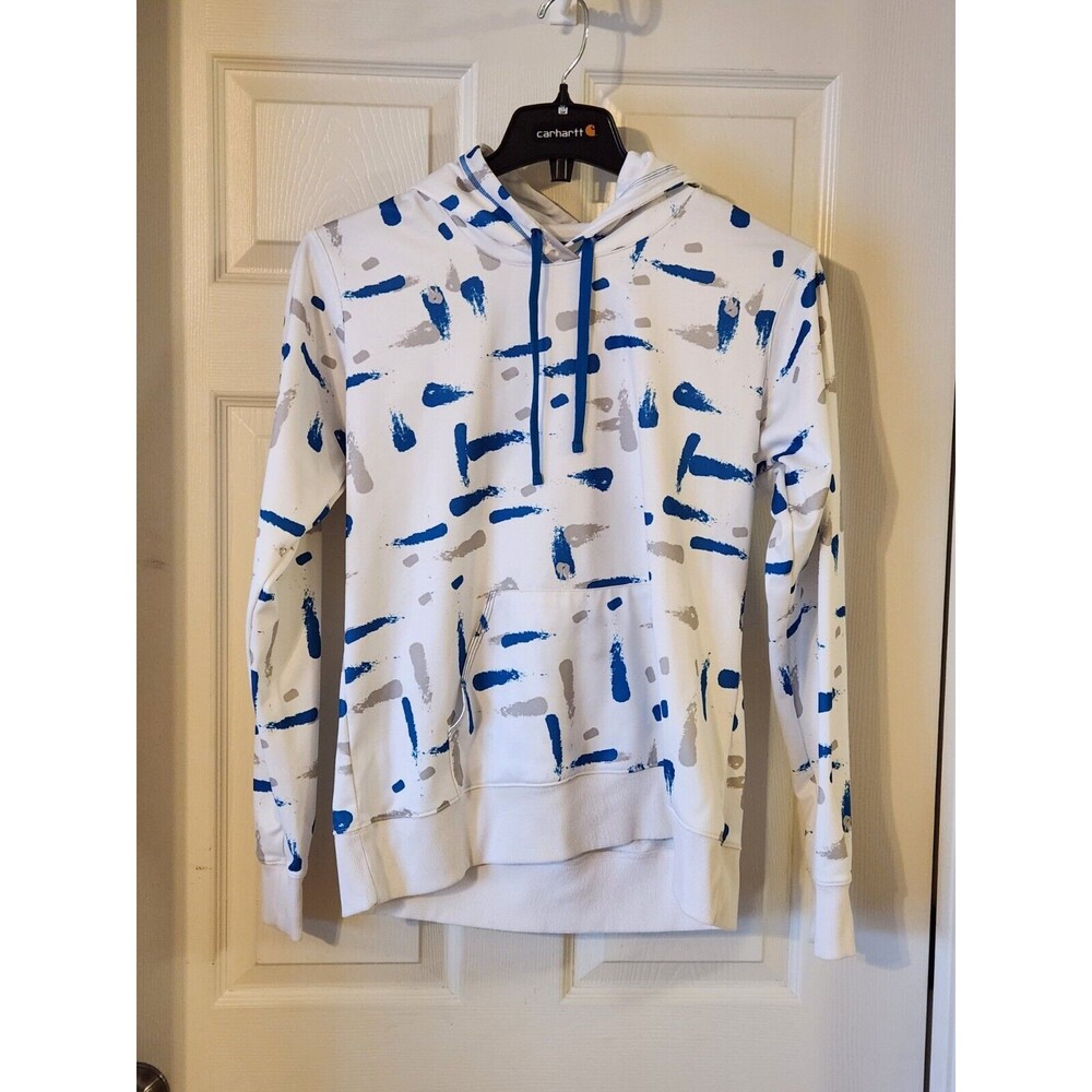 Under Armour women size Large Artistic Gray And Blue Slashes Hoodie